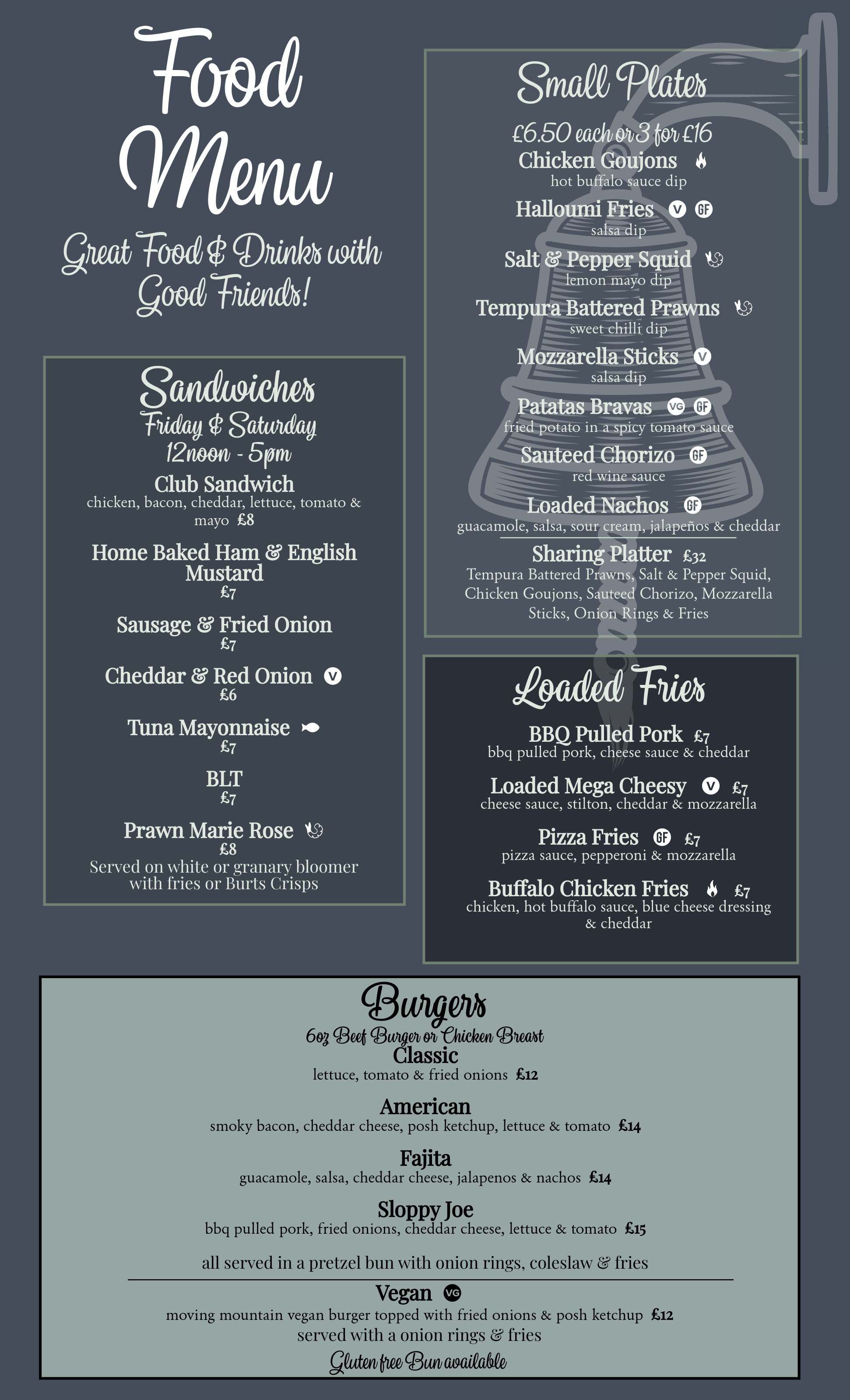 View Our Menus at The Bluebell Inn & Lodge Desford